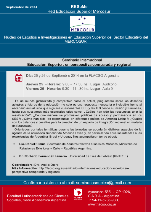 Seminario Internacional Educacion Superior en perspectiva comparada y regional