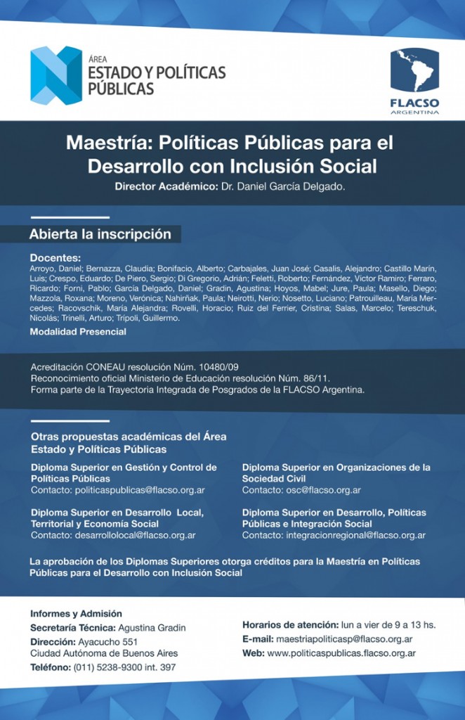 Maestria Politicas Publicas para el Desarrollo con Inclusion Social 2015